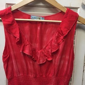 Unity World Wear Red Tie Dye Blouse